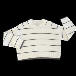 Industry striped crew neck sweater cropped cream